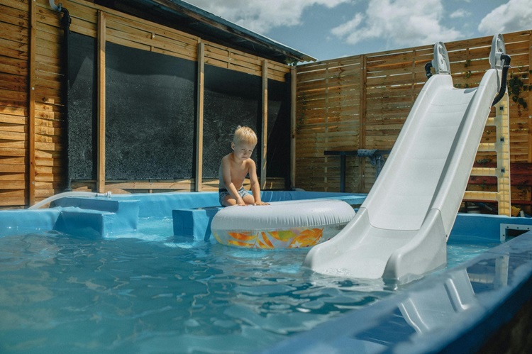 Pool with a Custom Slide
